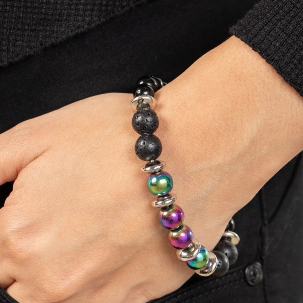 Paparazzi Mega Metamorphic Multi Oil Spill Urban Stretch Bracelet NWT